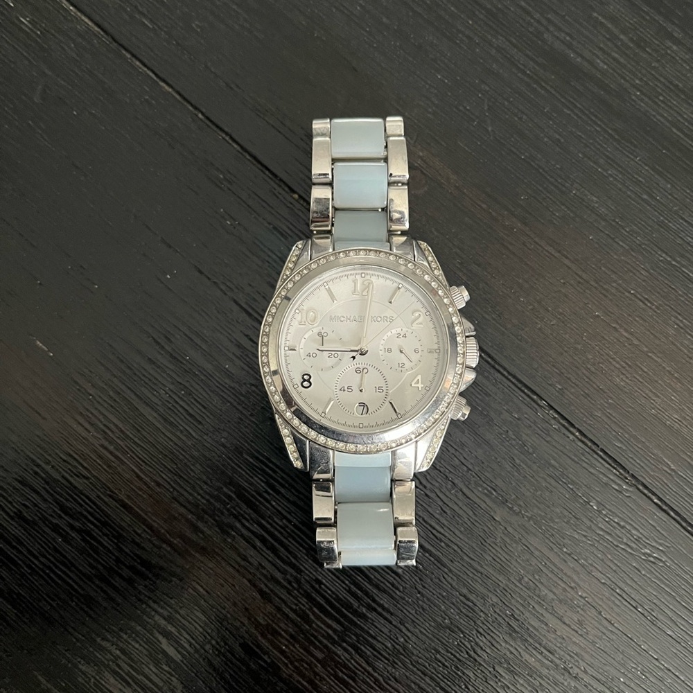 Michael Kors Silver and White Watch